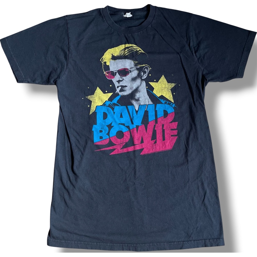David Bowie Graphic T-Shirt Mens Medium Black 2013 Bay Island Sportswear Band